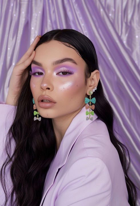 Jeweled Orchid Cascade Earrings